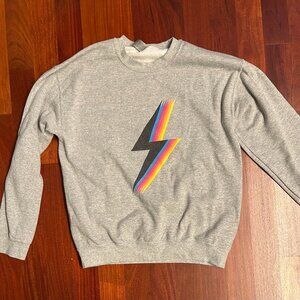 Oversized Grey Sweatshirt with multicolor lightning bolt